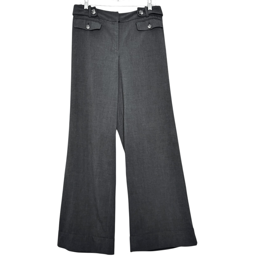 Ann Taylor Signature Wide Leg Cuffed High Rise Trousers Charcoal Gray